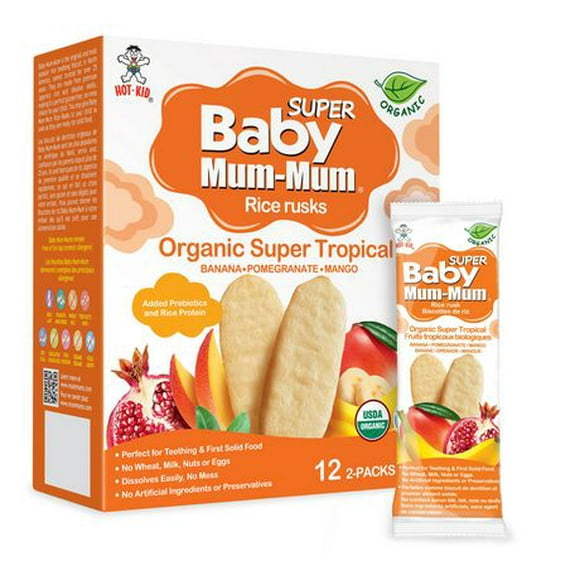 Baby Mum-Mum Organic Super Berries Rice Rusks, 50g / 12 2-packs
