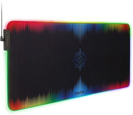 ENHANCE XXL LED Gaming Mouse Pad - 2XL Keyboard Desk Mat With 7 RGB Colors, 3 Color Modes, Water-Resistant Tracking Surface, Non-Slip Rubber Base (Galaxy) - Extended Mousepad - 32 X 14 Inches - View #7