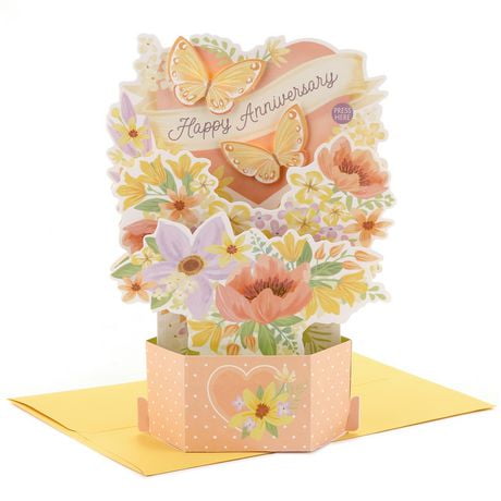 Carte en relief d'anniversaire pour une épouse ou une copine – Paper Wonder de Hallmark (Bouquet de fleurs et musique)