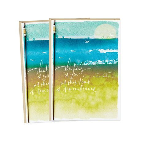 Paquet de 2 cartes Hallmark de condoléances (Paysage marin et oiseaux)