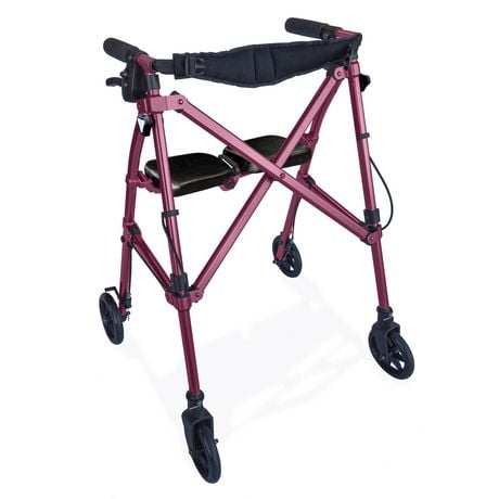 Able Life Space Saver Rollator, Lightweight Folding Walker for Seniors, Rolling Walker with Wheels and Seat, Rose
