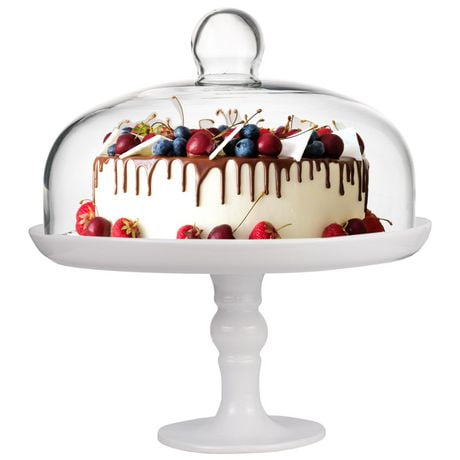Footed Pedestal Cake Stand and Clear Dome 25 cm
