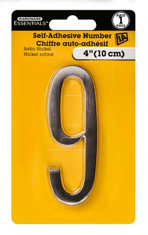 Hardware Essentials #9-4" Satin Nickel Self-Adhesive Number | Walmart