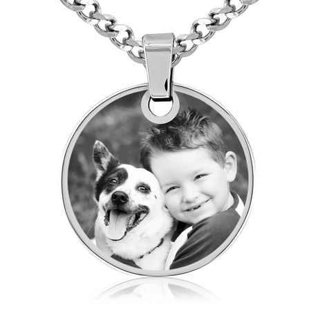 PhotosEngraved - Fully Customized! Engrave Your Precious Photo on A Stainless Steel Circle Pendant - Mcpm