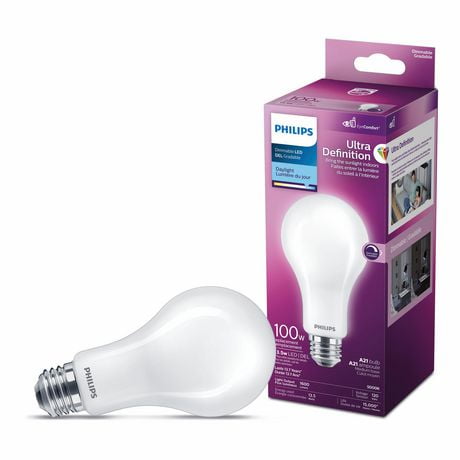 Philips UltraDefinition LED A21 E26 100W Equivalent Energy Saving Light Bulb, Dimmable Daylight (5000K), Philips LED 100W A21