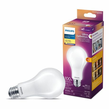 Philips UltraDefinition LED A21 E26 100W Equivalent Energy Saving Light Bulb Dimmable Soft White (2700K), Philips LED 100W A19 SW