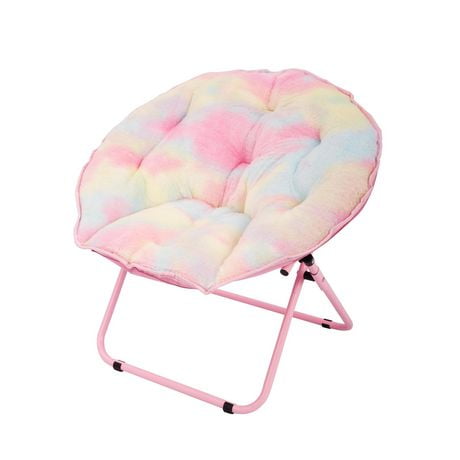 Plush kids Moon Chair, Soft seat with plush multi-colored fabric