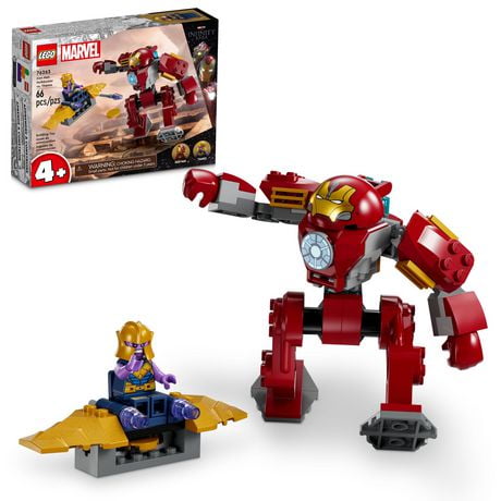 LEGO Marvel Iron Man Hulkbuster vs. Thanos 76263 Building Toy Set with Thanos and Iron Man Figures, Hulkbuster Toy with Posable Mech for Super Hero Battle Action, Fun Marvel Toy for Kids Ages 4 and Up, Includes 66 Pieces, Ages 4+