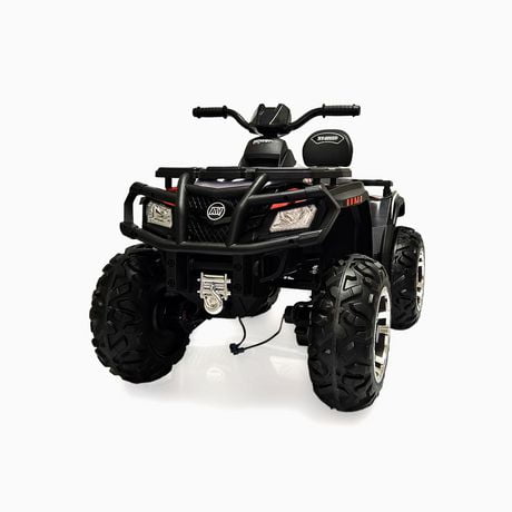 Quad VTT 4 × 4 pour enfants Titan Edition 24 V amélioré avec pneus en caoutchouc, siège en cuir et musique