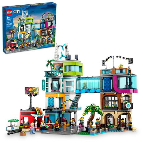 LEGO City Downtown 60380 Building Toy Set, Multi-Feature Playset with Connecting Room Modules, Includes 14 Inspiring Minifigure Characters and a Dog Figure for Imaginative Play, Gift for Kids Ages 8+