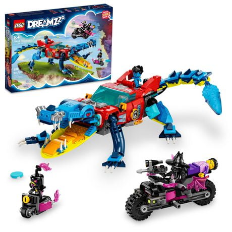 LEGO DREAMZzz Crocodile Car 71458 Building Toy Set, Rebuilds from Car to Off-Roader Truck Toy and Mini-Boat, Features 3 Minifigures, Birthday Gift for 8 Year Olds, Includes 494 Pieces, Ages 8+