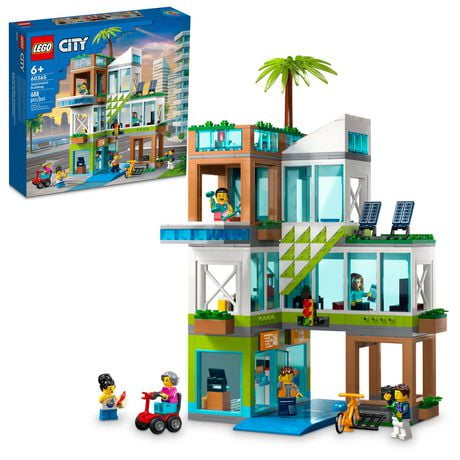LEGO City Apartment Building 60365 Toy Set with Connecting Three Floor Room Modules, Includes a Mobility Scooter, Bike and 6 Minifigures for Imaginative Role Play, Fun Gift Idea for Kids, Includes 688 Pieces, Ages 6+