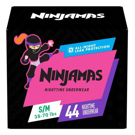 Sous-vêtements de nuit pour l’énurésie Ninjamas filles tailles S/M - L/XL, 34-44 sous-vêtements
