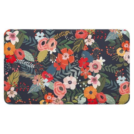 Blooming Blue Polyester Kitchen Mat 18x30