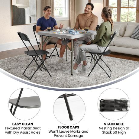 Flash Furniture Hercules Series Premium Black Plastic Folding Chair Canada Black Plastic Folding Chair, Hercules Series 800 Lb Folding Chairs