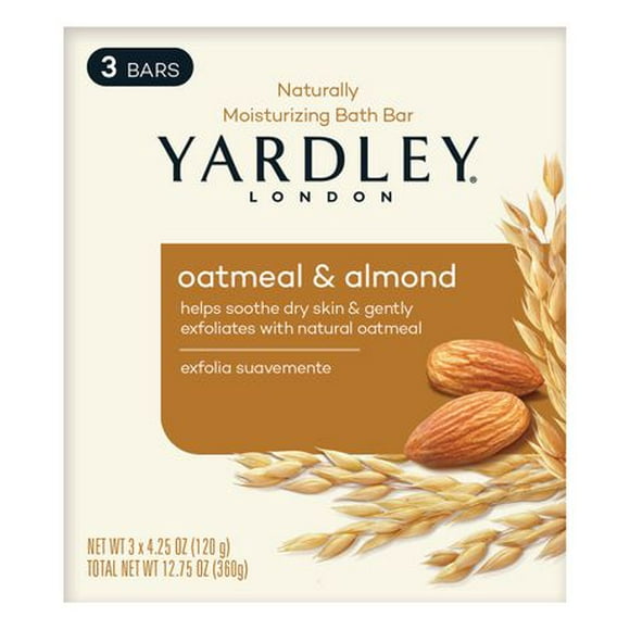 Barre de savon hydratant Yardley naturellement parfumé à l'avoine et aux amandes Anglaise