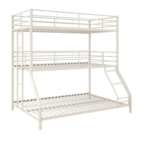 DHP Everleigh Triple Metal Bunk Bed, Twin/Twin/Full, Off White