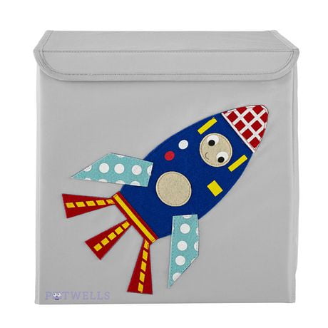 Potwells - Baby Kids Toddler Cube Toy Storage Box with Lid -  Space Design