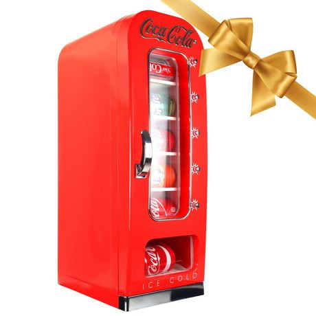 Coca-Cola Retro Vending Machine Mini Fridge, AC/DC, Classic Design for Home & Office, 4 Can Capacity