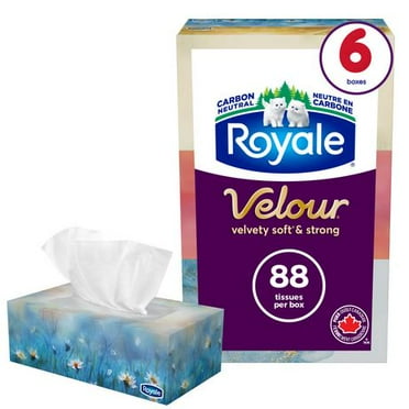 Royale Velour Facial Tissue, 6 Flat Boxes, 88 Tissues per box, 3-Ply, 528 Tissues
