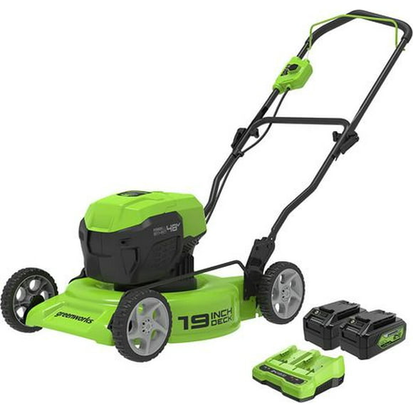 Greenworks 48V 19" Cordless Lawn Mower, (2)24V 4Ah Batteries & Charger Included
