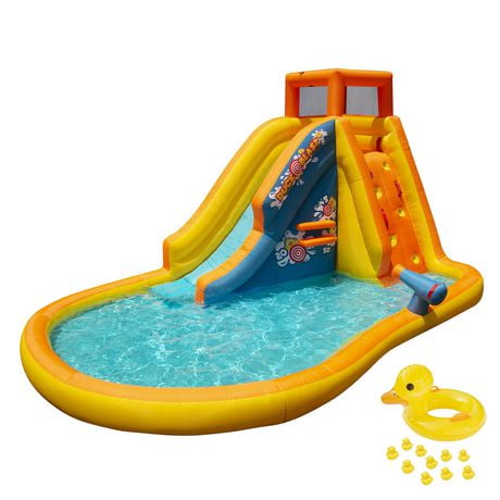 BANZAI Giant Inflatable Duck Blast Water Park with Pool, Bouncer & Slide