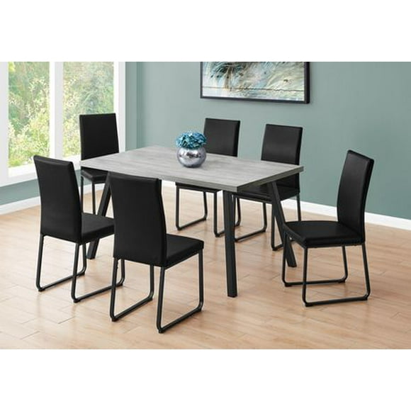 Monarch Specialties Dining Table, 60" Rectangular, Kitchen, Dining Room, Metal, Laminate, Grey, Black, Contemporary, Modern