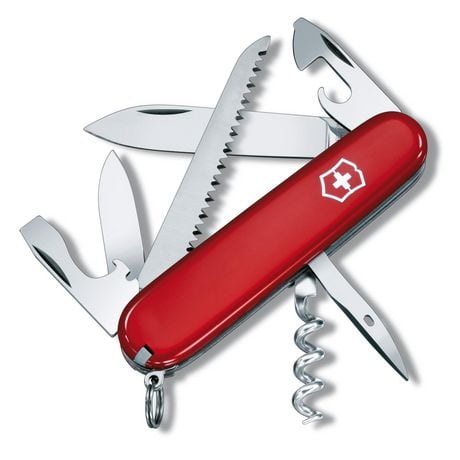 Couteau de poche suisse Victorinox Camper Camper dispose de 13 fonctionnalités idéales pour une utilisation en extérieur.