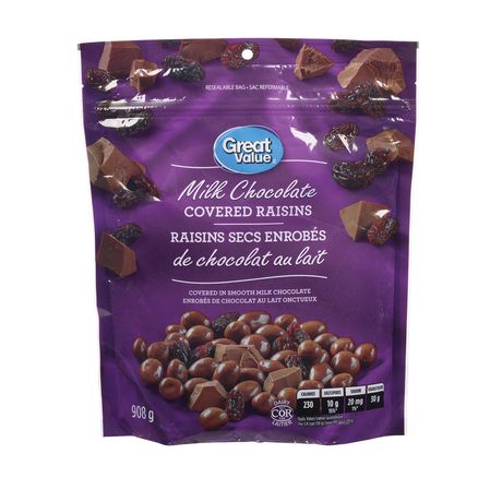 Great Value Milk Chocolate Covered Raisins | Walmart Canada