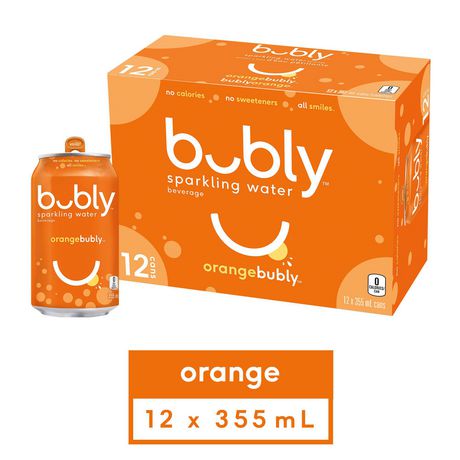 bubly orange sparkling water beverage, 355mL Cans, 12 Pack | Walmart Canada