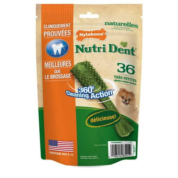 Mini gâteries dentaires complètes pour chiens Nutri Dent Naturellas de Nylabone 36 unités