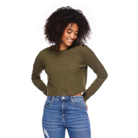 No Boundaries Women's Boxy Long Sleeve Tee | Walmart Canada