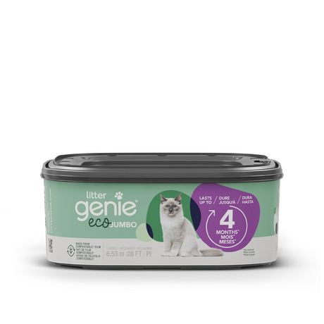 Litter Genie Eco Jumbo refill- 1pk - Compostable cat litter bags, Up to 4 months of supply for one cat - compostable