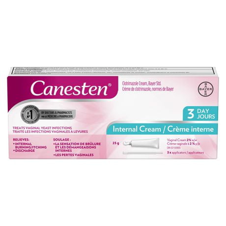 Canesten 3-Day Internal Cream for Yeast Infection, 3 Vaginal Treatments