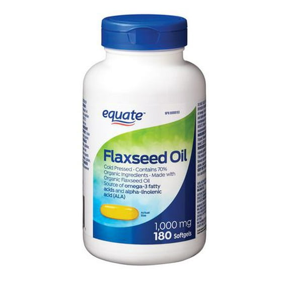 Equate Flaxseed Oil 1000mg, 180 Softgels