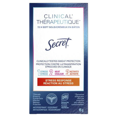 Secret Clinical Strength Soft Solid Antiperspirant and Deodorant, Stress Response, 45 g