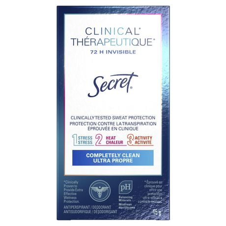 Secret Clinical Strength Invisible Solid Antiperspirant and Deodorant, Completely Clean, 45 g