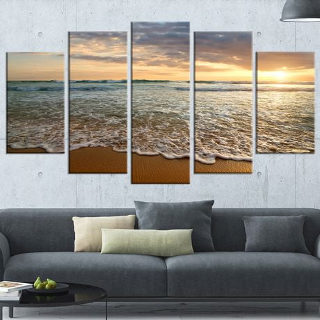 Design Art Bright Cloudy Sunset in Calm Ocean Contemporary Seascape Art ...