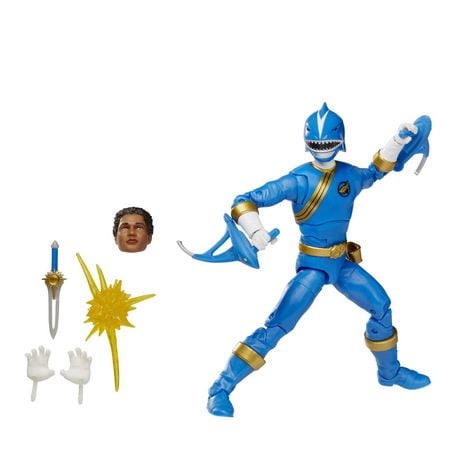 Power Rangers Lightning Collection, Force animale, Ranger Bleu, figurine premium de collection de 15 cm avec accessoires