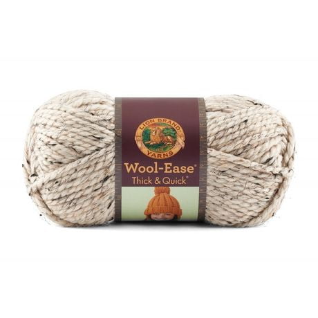 Lion Brand Yarn Wool Ease Thick & Quick Oatmeal 640-123 Classic Bulky Yarn, warmth and softness of wool with easy care
