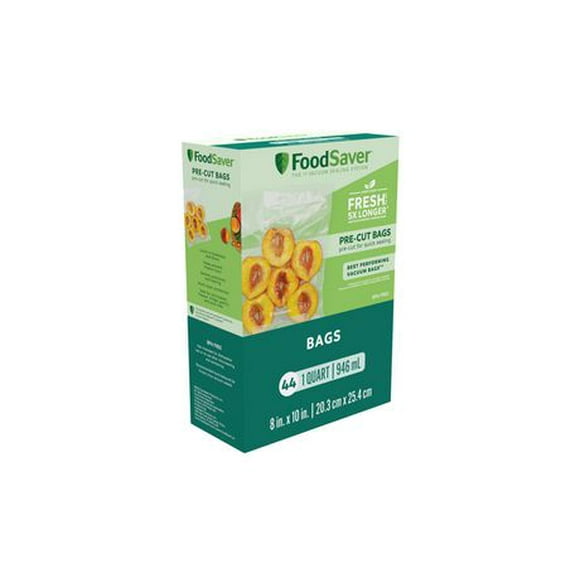 FoodSaver Vacuum Sealer Bags for Airtight Food Storage and Sous Vide, 1 Qt. Precut Bags (946 mL), 44 Count