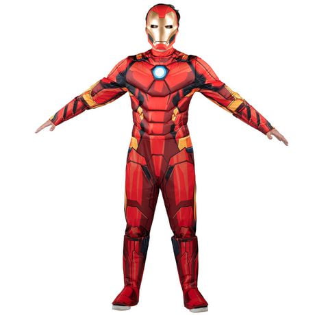 MARVEL Adult Iron Man Costume - Padded Jumpsuit and 3D Plastic Mask
