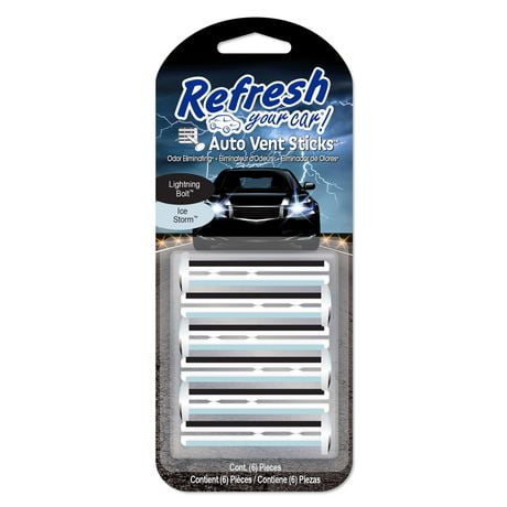 Assainisseur d’air pour le système de ventilation de voiture Refresh Your Car! (parfum Vif éclair/Blizzard, emballage de 6 Assainisseur d’air pour le système de ventilation de voiture (parfum Vif éclair/Blizzard emballage de 6