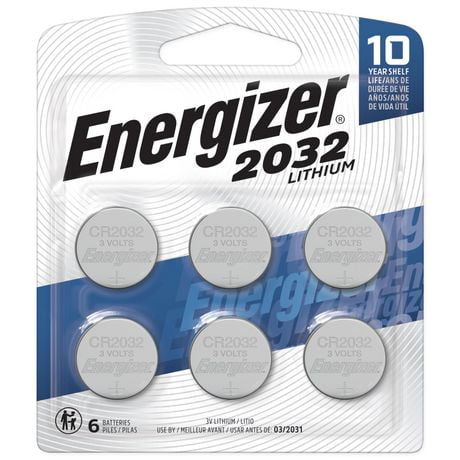 Pile miniature Energizer 2032 au lithium, emballage de 6 Paquet de 6 piles