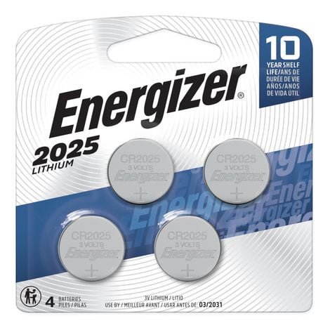 Energizer 2025 Batteries (4 Pack), 3V Lithium Coin Batteries, Pack of 4 batteries