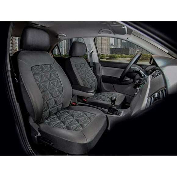 AUTO DRIVE 3D Quilting Premium Faux Leather Front Seat Cover Kit, 4 PIECES