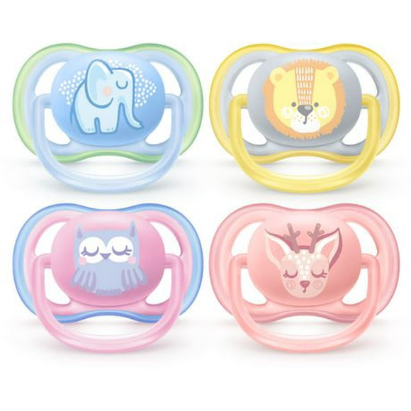 Philips Avent Ultra Air Pacifier 0-6m, elephant/owl decos, mixed case, 2 pack, SCF085/05, 2 pack Philips Avent Ultra Air Pacifier 0-6m