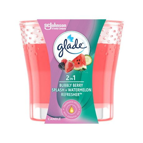 Glade® Scented Candle Air Freshener, Bubbly Berry Splash and Watermelon Refresher™, 1-Wick Candle