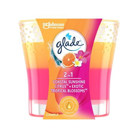 Glade® Scented Candle Air Freshener, Coastal Sunshine Citrus and Exotic Tropical Blossoms, 1-Wick Candle