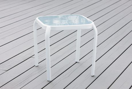 16" x 16" Glass Top Stacking Side Table (White) | Walmart Canada